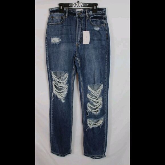 Cello Jeans Women's Distressed High-Rise 90's Boyfriend Straight Leg Jean 7 NWT - Picture 1 of 11